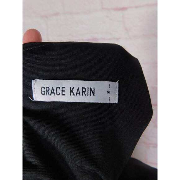 Grace Karin Small Black Fit Flare Knee Dress Elegant - Picture 9 of 11